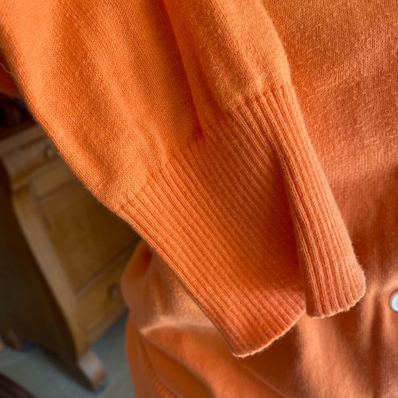 Final-Gone 11/17! Lands End Canvas Orange button down cardigan sweater - Picture 3 of 6
